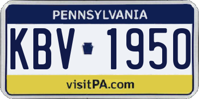 PA license plate KBV1950