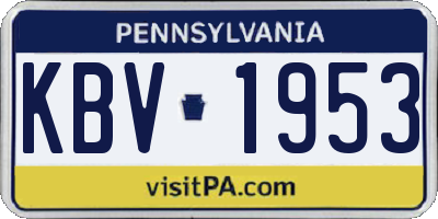 PA license plate KBV1953