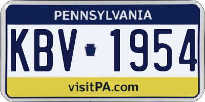 PA license plate KBV1954