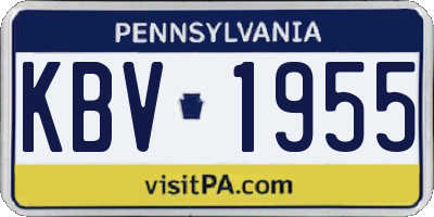 PA license plate KBV1955