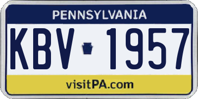 PA license plate KBV1957