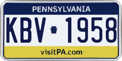 PA license plate KBV1958