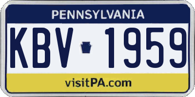 PA license plate KBV1959