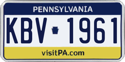 PA license plate KBV1961