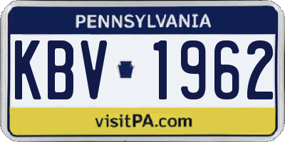 PA license plate KBV1962