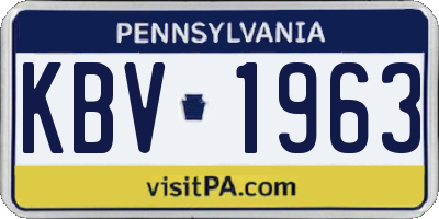 PA license plate KBV1963
