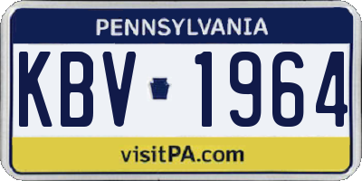 PA license plate KBV1964