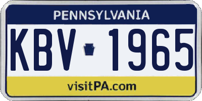 PA license plate KBV1965