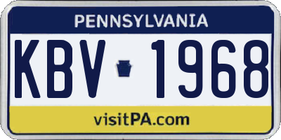 PA license plate KBV1968