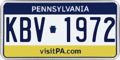 PA license plate KBV1972