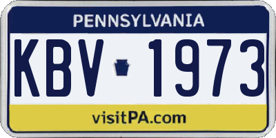 PA license plate KBV1973
