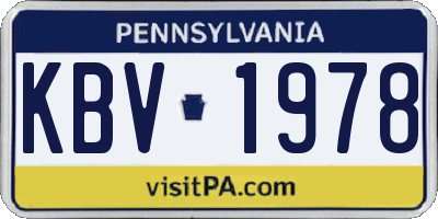 PA license plate KBV1978
