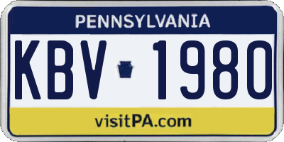 PA license plate KBV1980