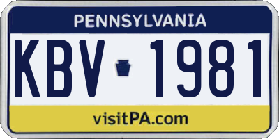 PA license plate KBV1981