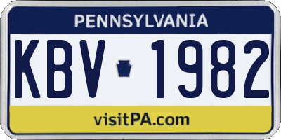 PA license plate KBV1982