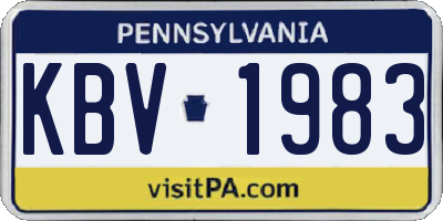 PA license plate KBV1983