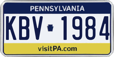 PA license plate KBV1984