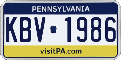 PA license plate KBV1986