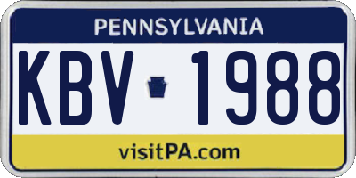 PA license plate KBV1988