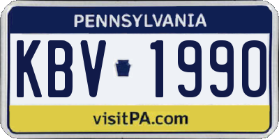 PA license plate KBV1990