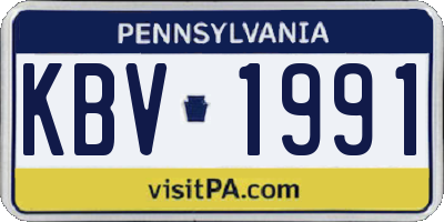 PA license plate KBV1991
