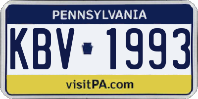 PA license plate KBV1993