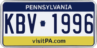 PA license plate KBV1996