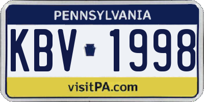 PA license plate KBV1998