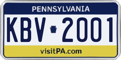 PA license plate KBV2001