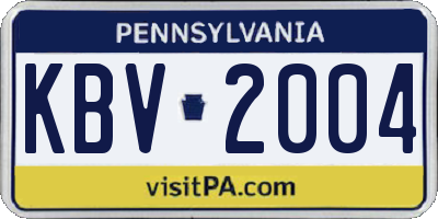 PA license plate KBV2004