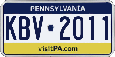 PA license plate KBV2011