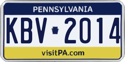 PA license plate KBV2014