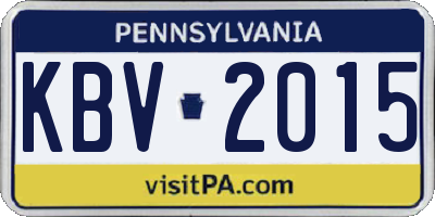 PA license plate KBV2015