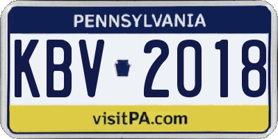 PA license plate KBV2018