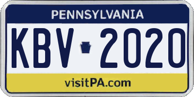 PA license plate KBV2020