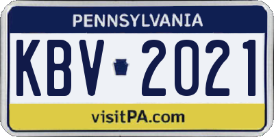 PA license plate KBV2021