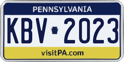 PA license plate KBV2023