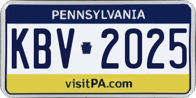 PA license plate KBV2025