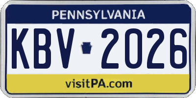 PA license plate KBV2026