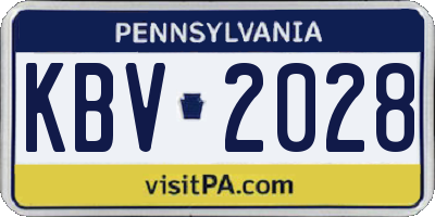 PA license plate KBV2028