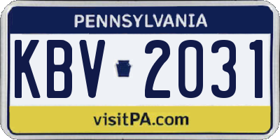 PA license plate KBV2031