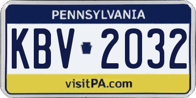 PA license plate KBV2032