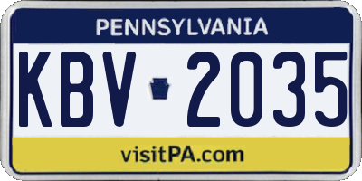 PA license plate KBV2035