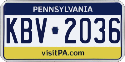 PA license plate KBV2036