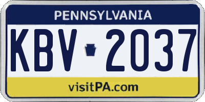 PA license plate KBV2037