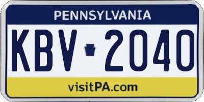 PA license plate KBV2040
