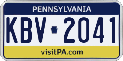 PA license plate KBV2041