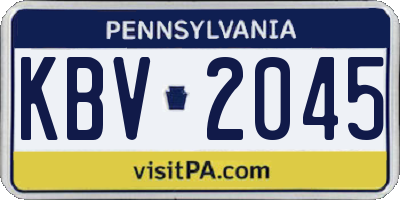 PA license plate KBV2045