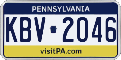 PA license plate KBV2046