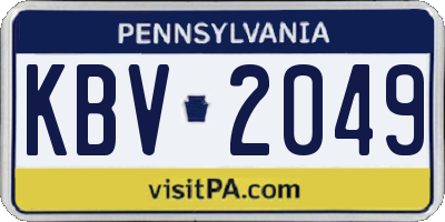 PA license plate KBV2049